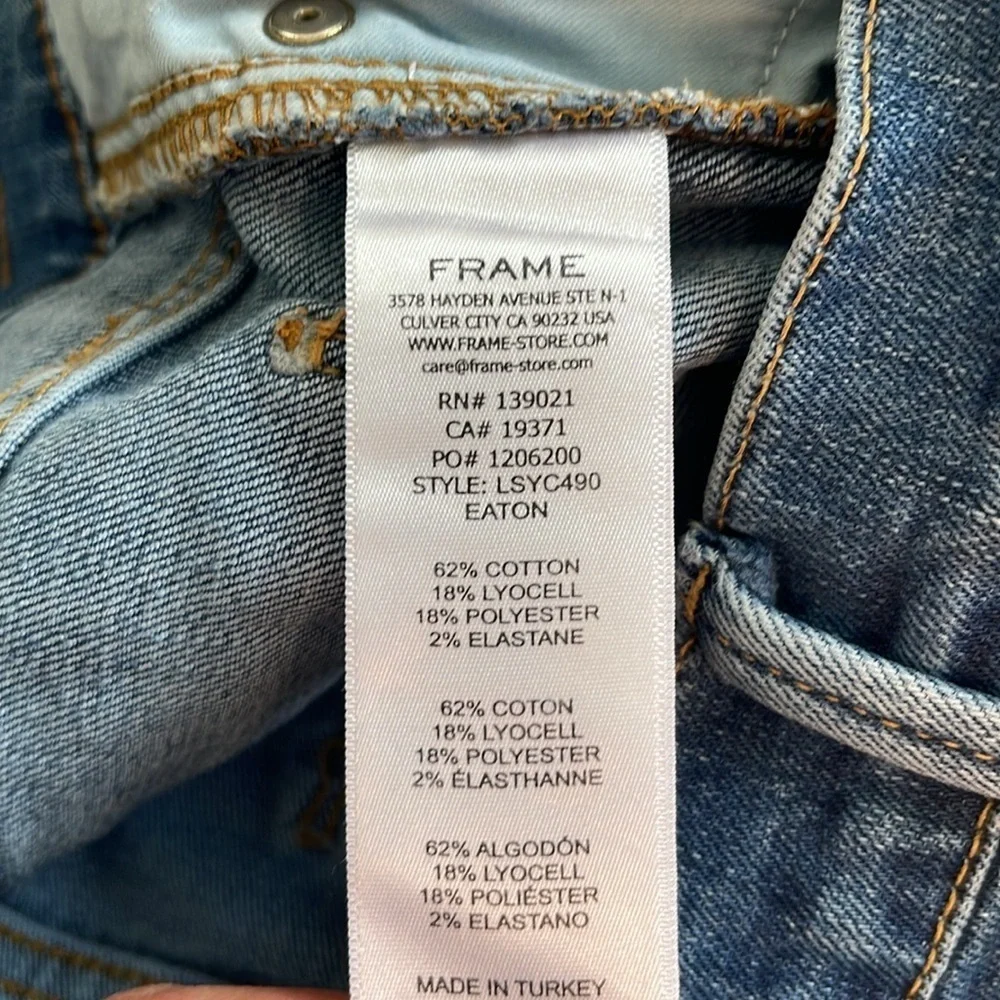 Frame Jeans Le Sylvie Crop High Rise Distressed Straight Fit Size 32 - Picture 9 of 9